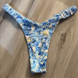 Kulani Kinis Blue and Yellow Thong Swim Bottom